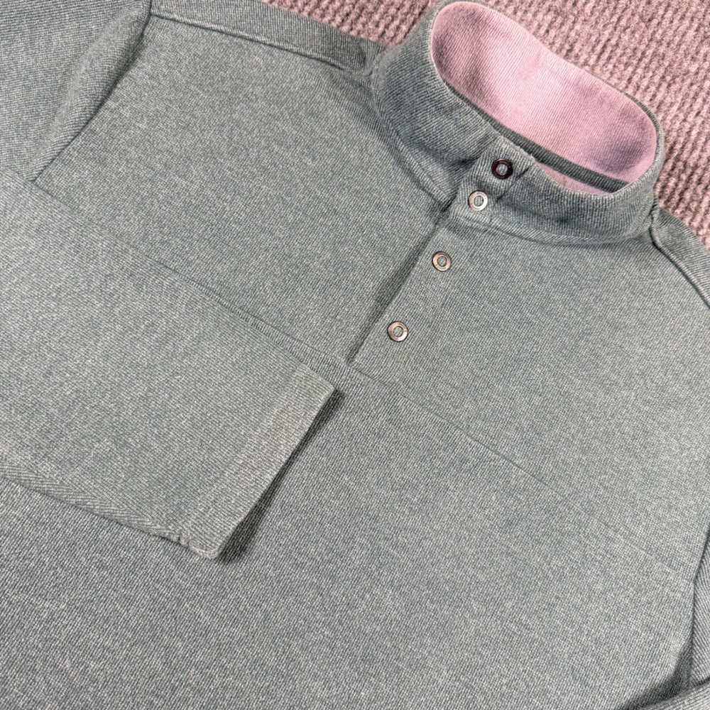 Johnnie-O Mens XL Green Marl Quarter Snap Mock Neck Pullover Sweater